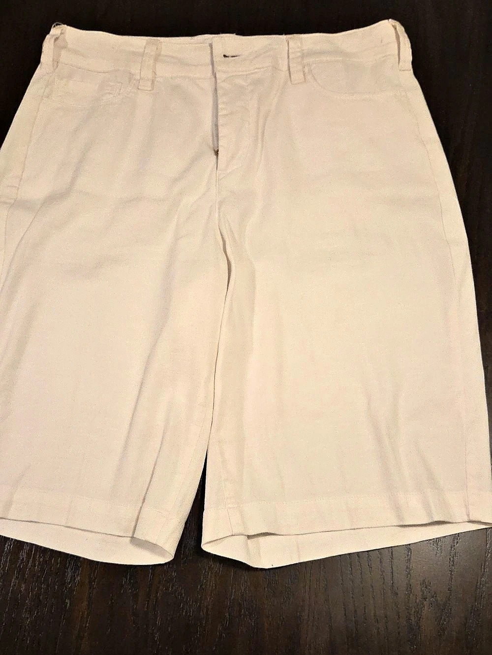 NYDJ Catherine Short in Stretch Linen Bermuda Shorts in White Size 10